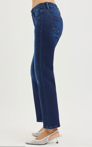 Tummy Control Mid Rise Ankle Straight Jeans