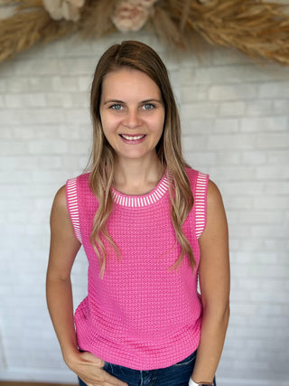 Raina Rib Waffle Top - Pink