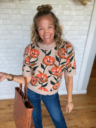 Fall Floral Sweater Top