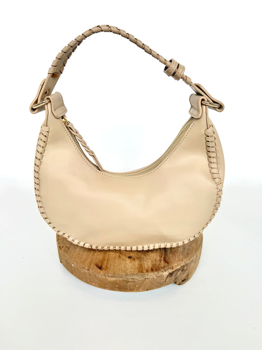 Aria Whipstitch Crescent Shoulder Bag