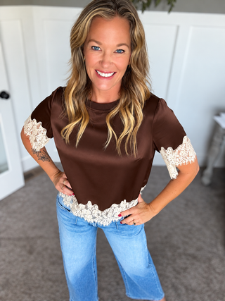 One Of A Kind Satin Lace Top