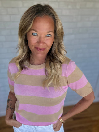 Ruby Striped Sweater - Pink Taupe