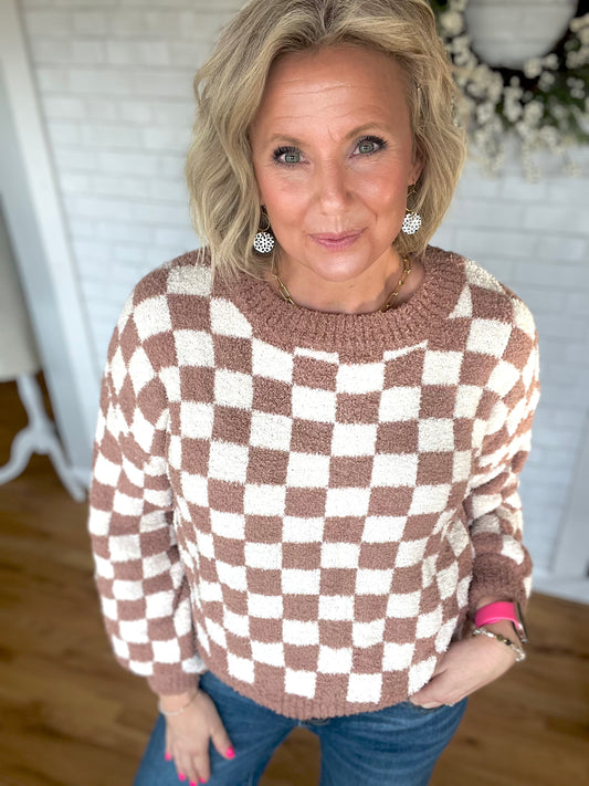 Checkers Sweater -Mocha