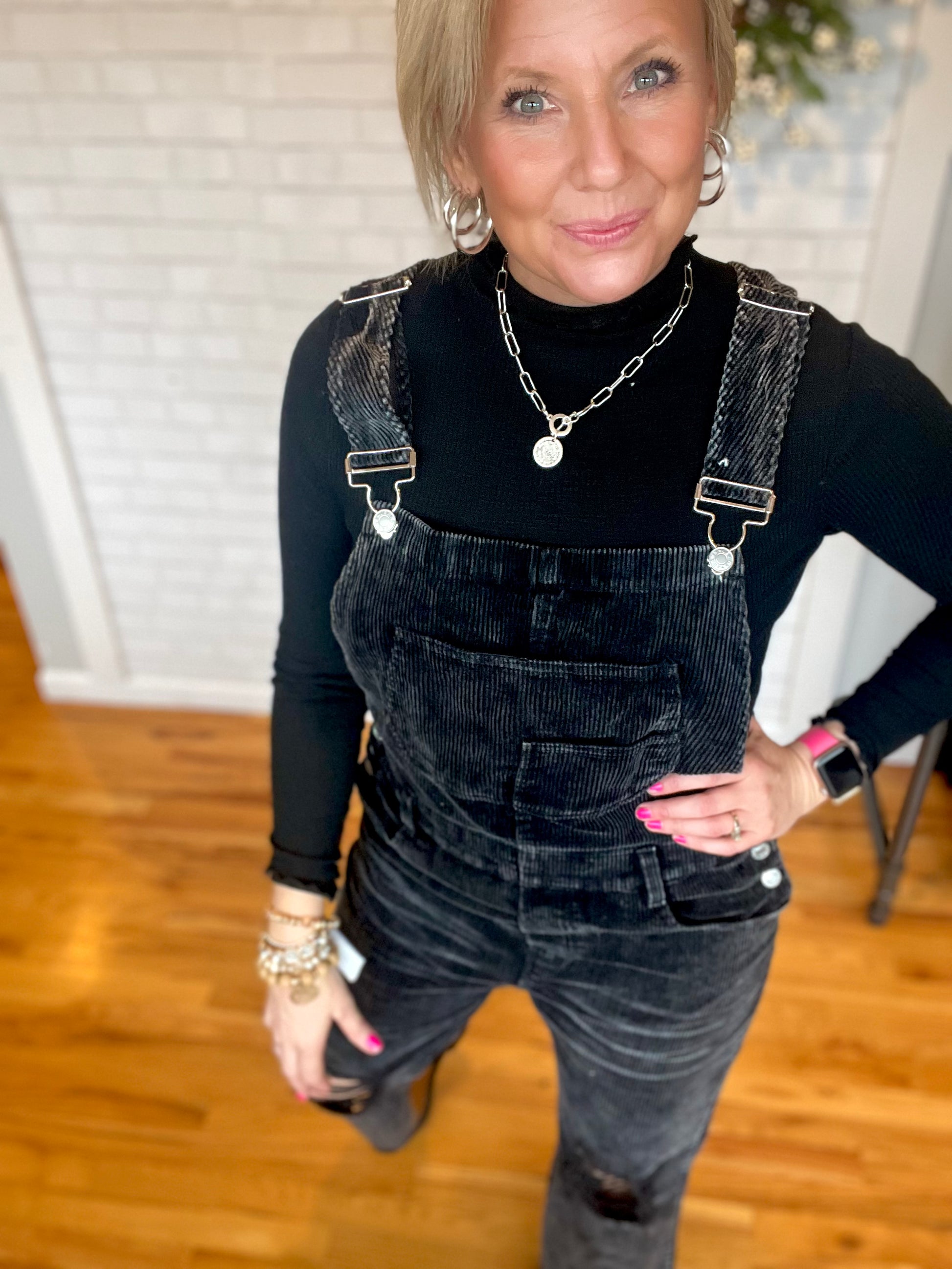 Black cord overalls shop