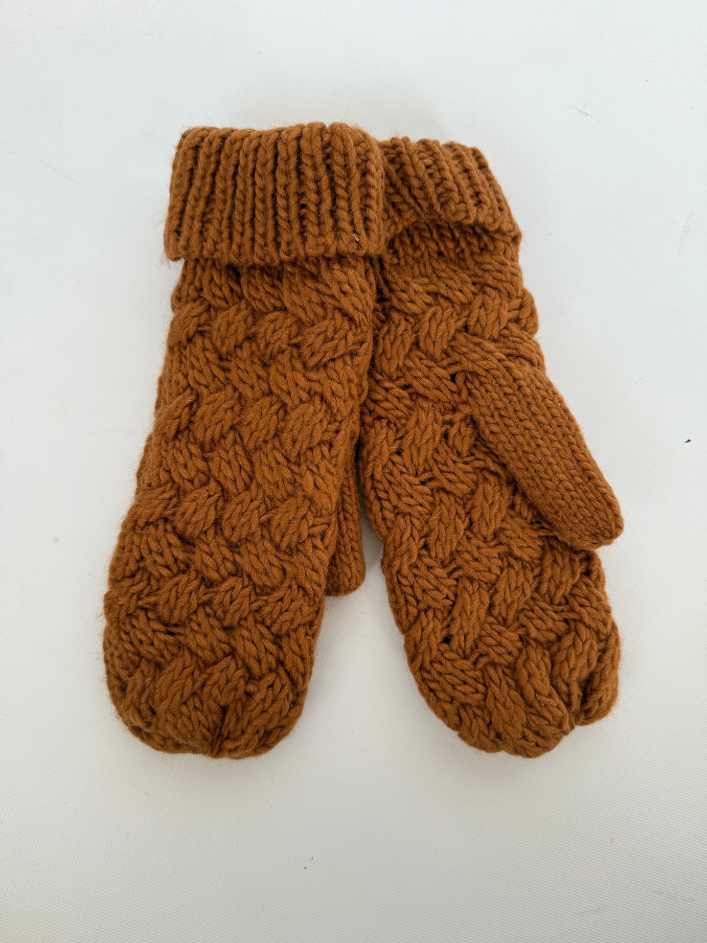 Rust Basketweave Mitten