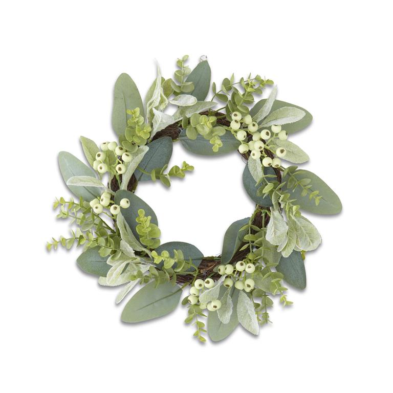 15.5 Inch Mixed Green Foliage w/Berries Candle