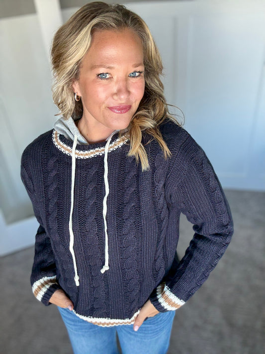 Valerie Hoodie Sweater - Navy