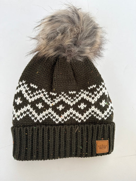 Olive/Speckled Pom Hat