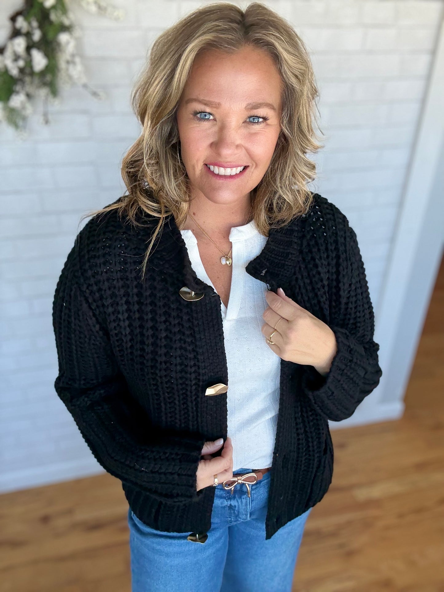 Claire Chunky Cardi -Black