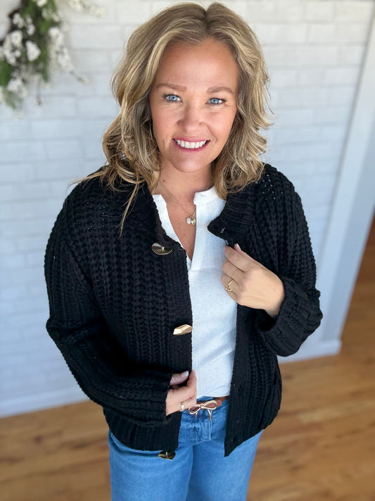 Claire Chunky Cardi -Black