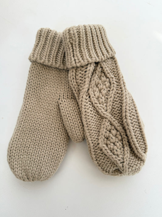 Taupe Cable Knit Mitten