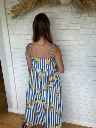 Lemon Stripe Midi Dress