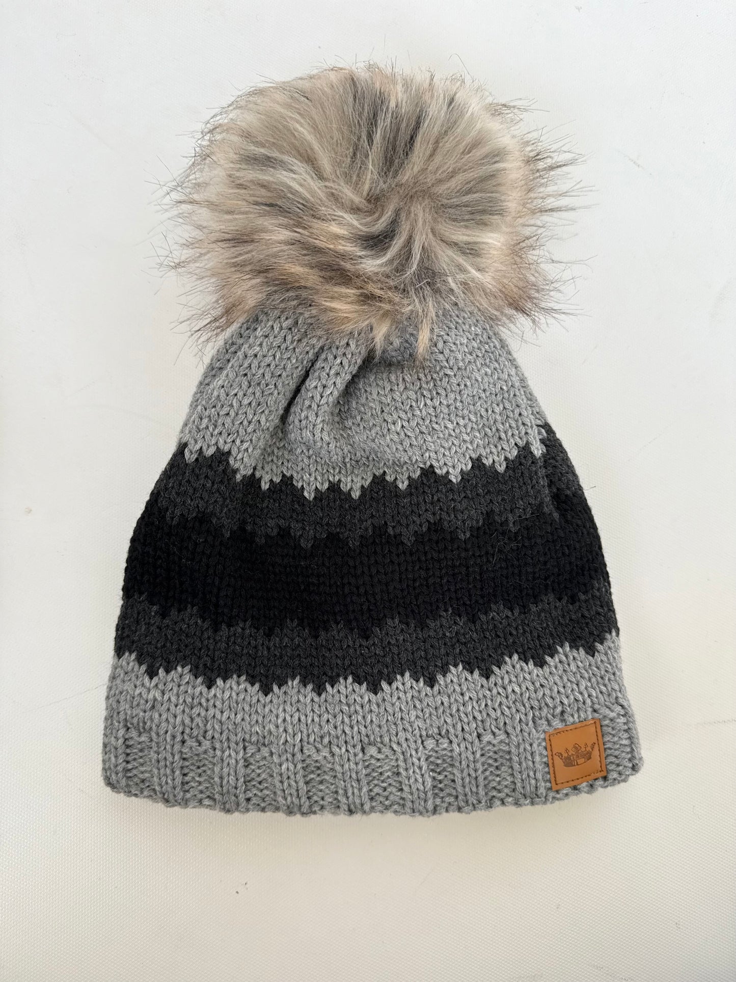 Grey/Charcoal/Black Pom Hat