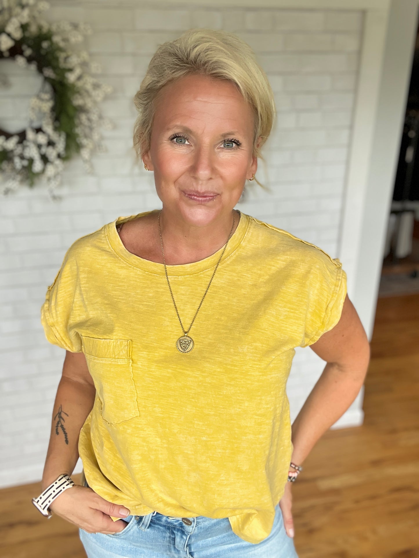 Honey Seamed Tee - Washed Yellow