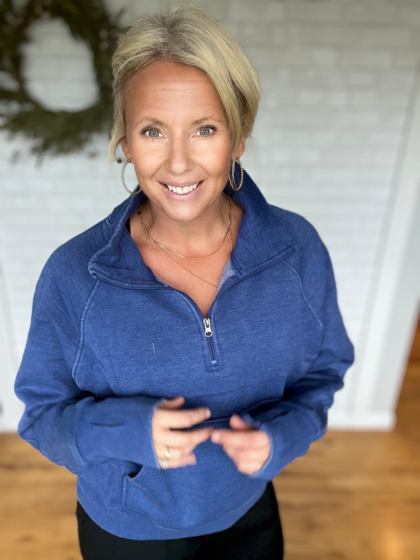 Cally Quarter Zip - Blue