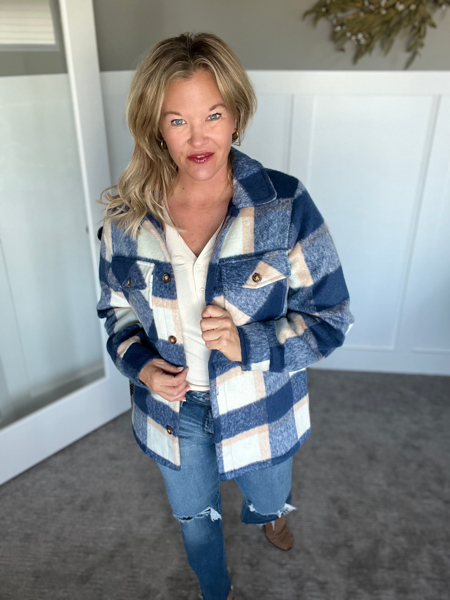 Jeron Jacket - Blue/Cream/Tan Plaid