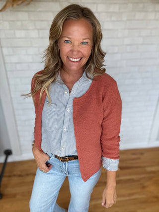 Riley Ribbed Cardigan - Poppy