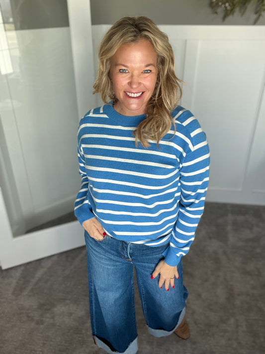 Lainey Striped Sweater - Blue