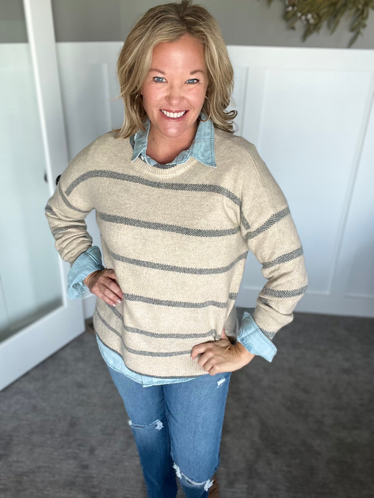 Gianna Sweater - Denim Stripe