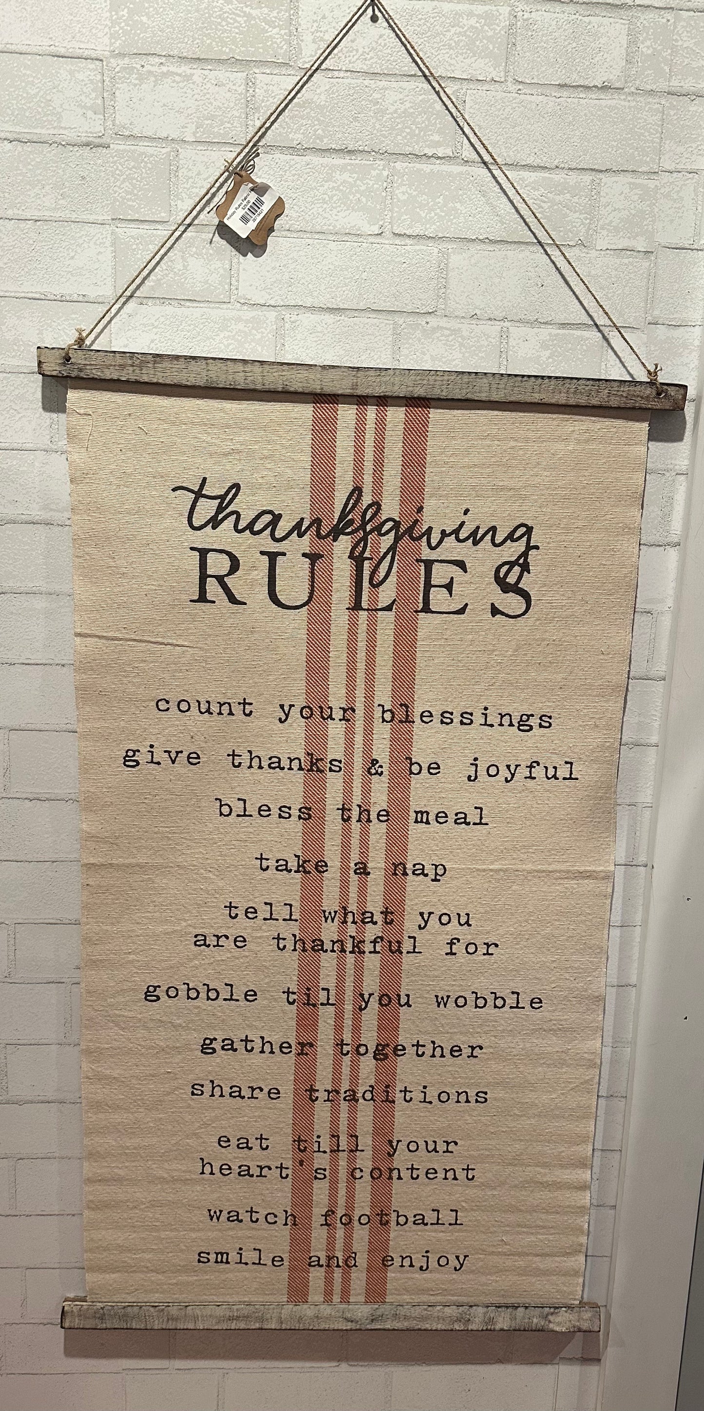 Holiday Rules Fabric Hanger