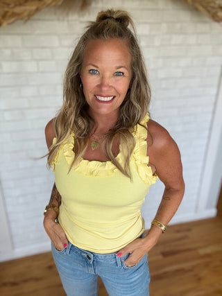 Sweet Ruffle Tank- Butter Yellow