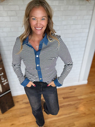 Grace Off White Button-Up Henley