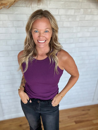 Ella Ribbed Tank Top - Purple Iris