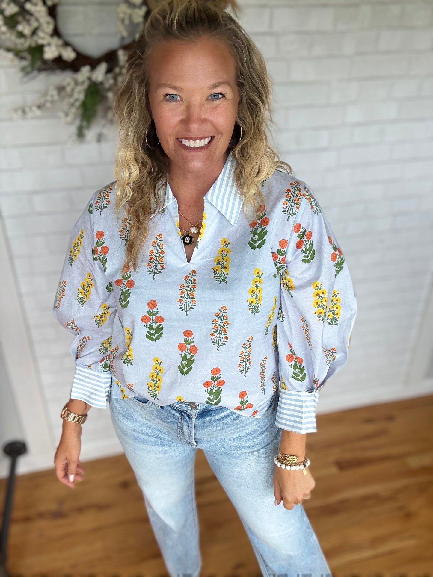 Light Blue Flower Top