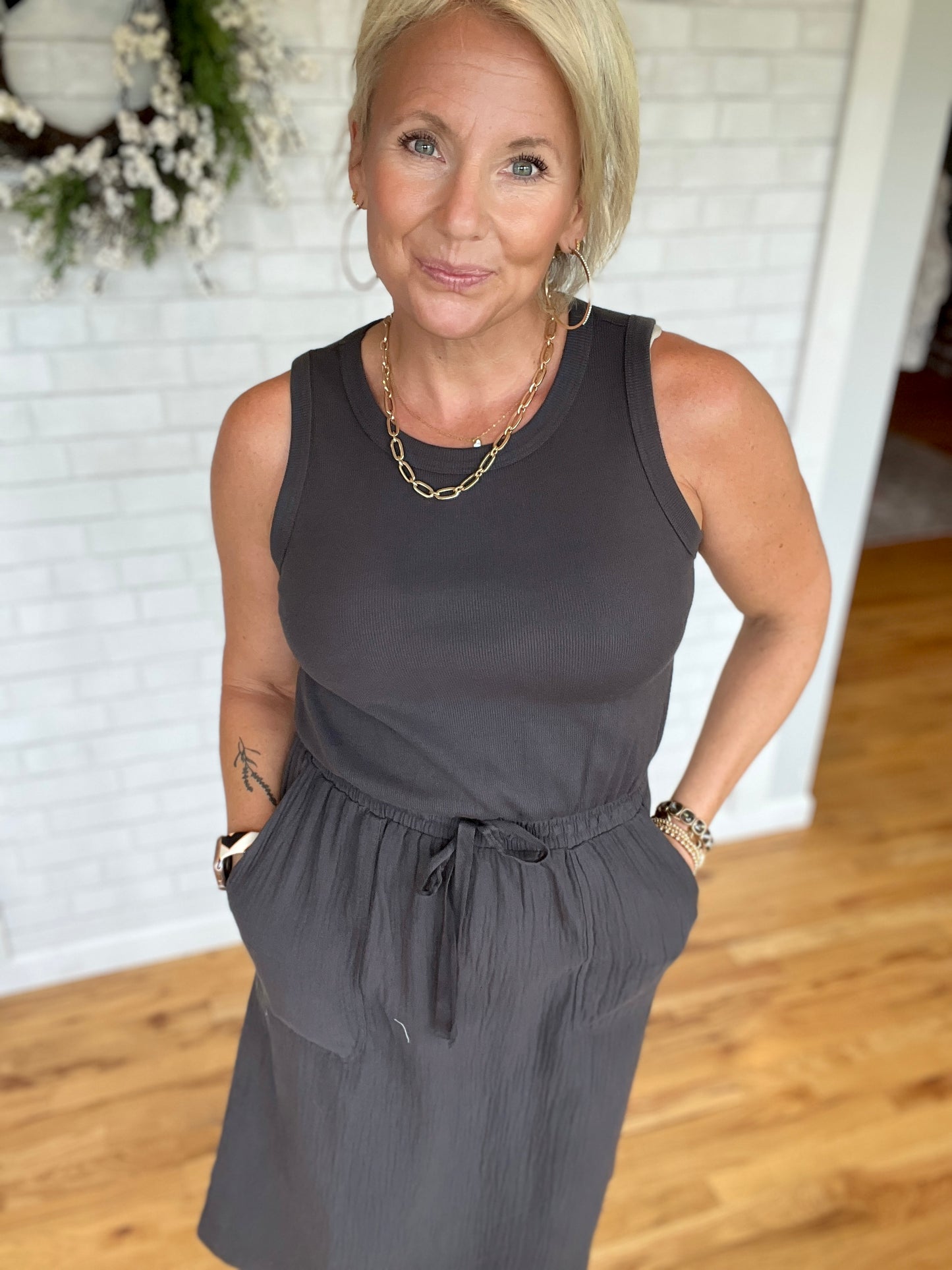 Harper Dress- Charcoal