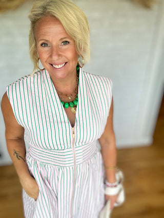 Zoey Zip Front Stripe Dress