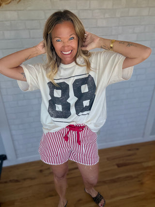 Braided Belt Shorts -Red