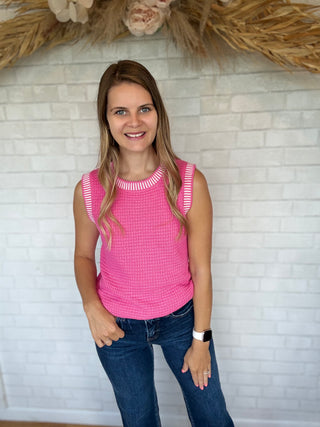 Raina Rib Waffle Top - Pink