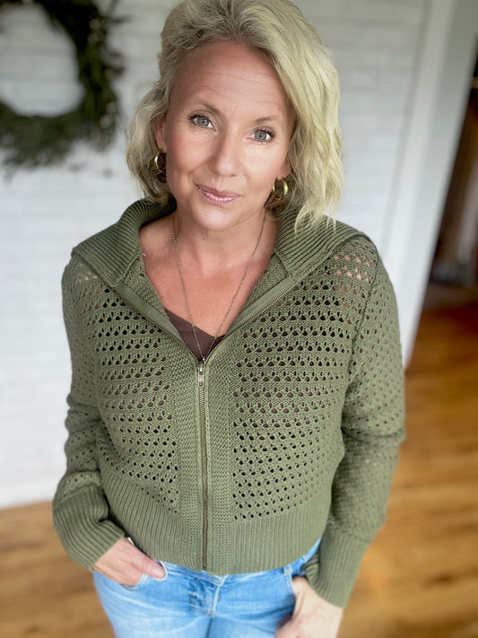 Zip-Up Pointelle Jacket