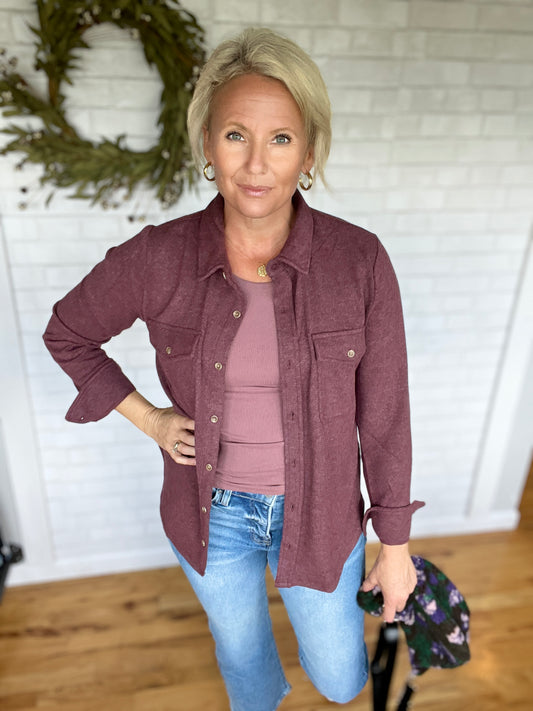 Cassian Shirt- Wine Heather