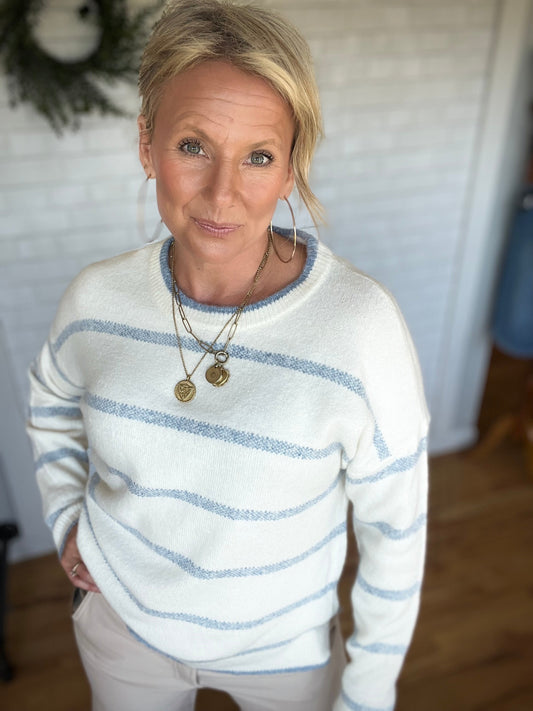 Gianna Sweater - Denim Stripe