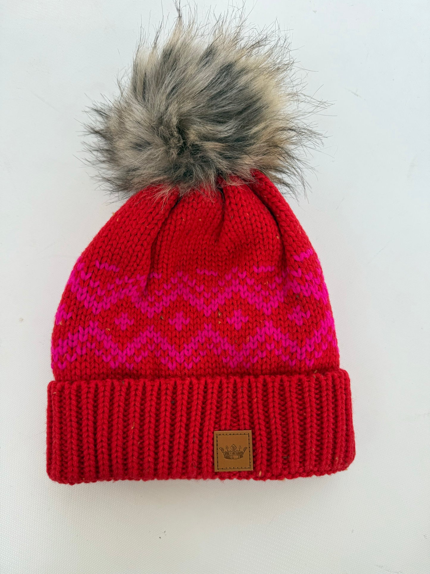 Red/Speckled Pom Hat