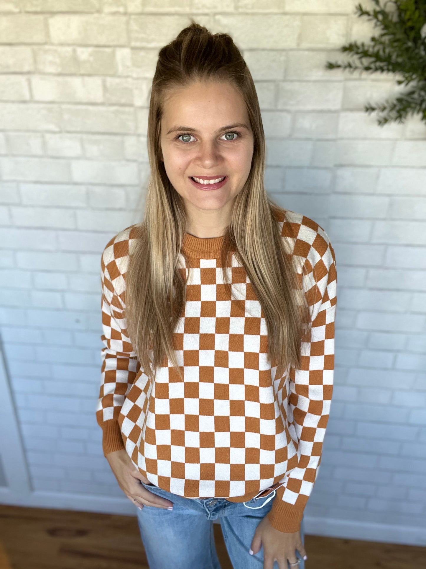 Checkerboard Pullover - Marigold