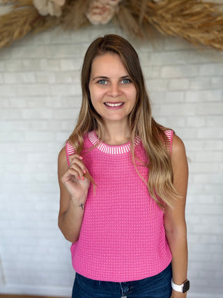 Raina Rib Waffle Top - Pink
