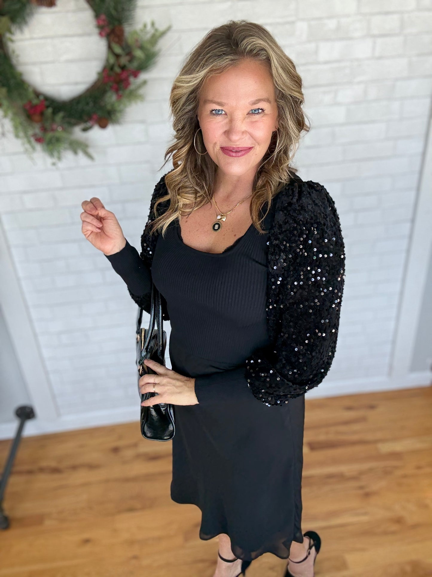 Brynn Sequin Top - Black