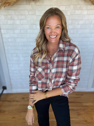 Rosewood Plaid Flannel Shirt