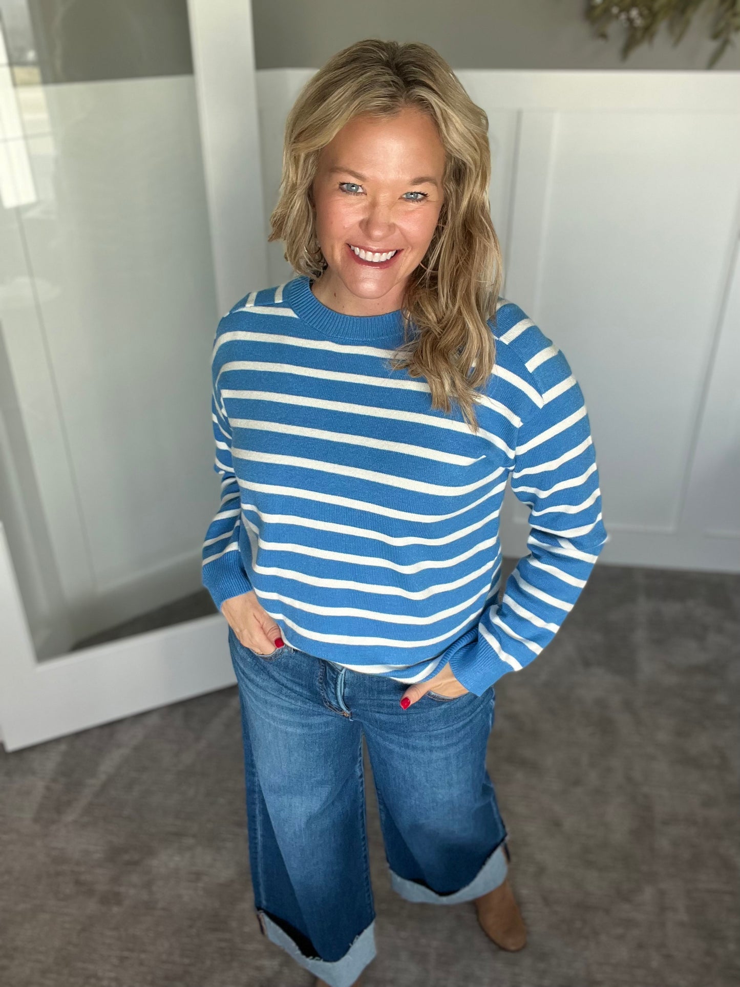 Lainey Striped Sweater - Blue