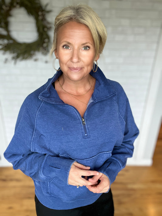 Cally Quarter Zip - Blue