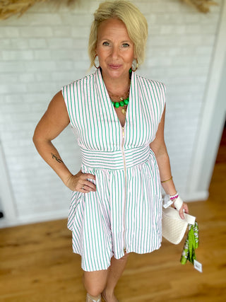 Zoey Zip Front Stripe Dress