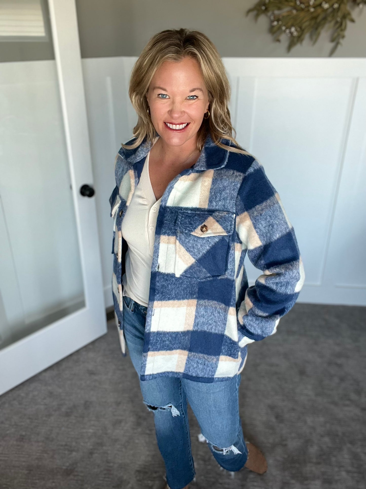 Jeron Jacket - Blue/Cream/Tan Plaid