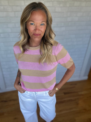 Ruby Striped Sweater - Pink Taupe