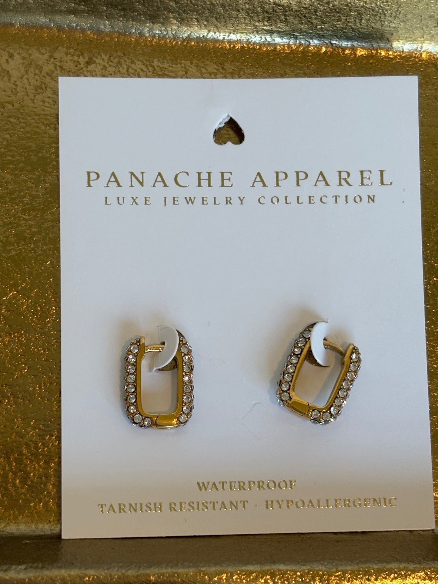 Luxe Gold & Rhinestone Small Square Hoop