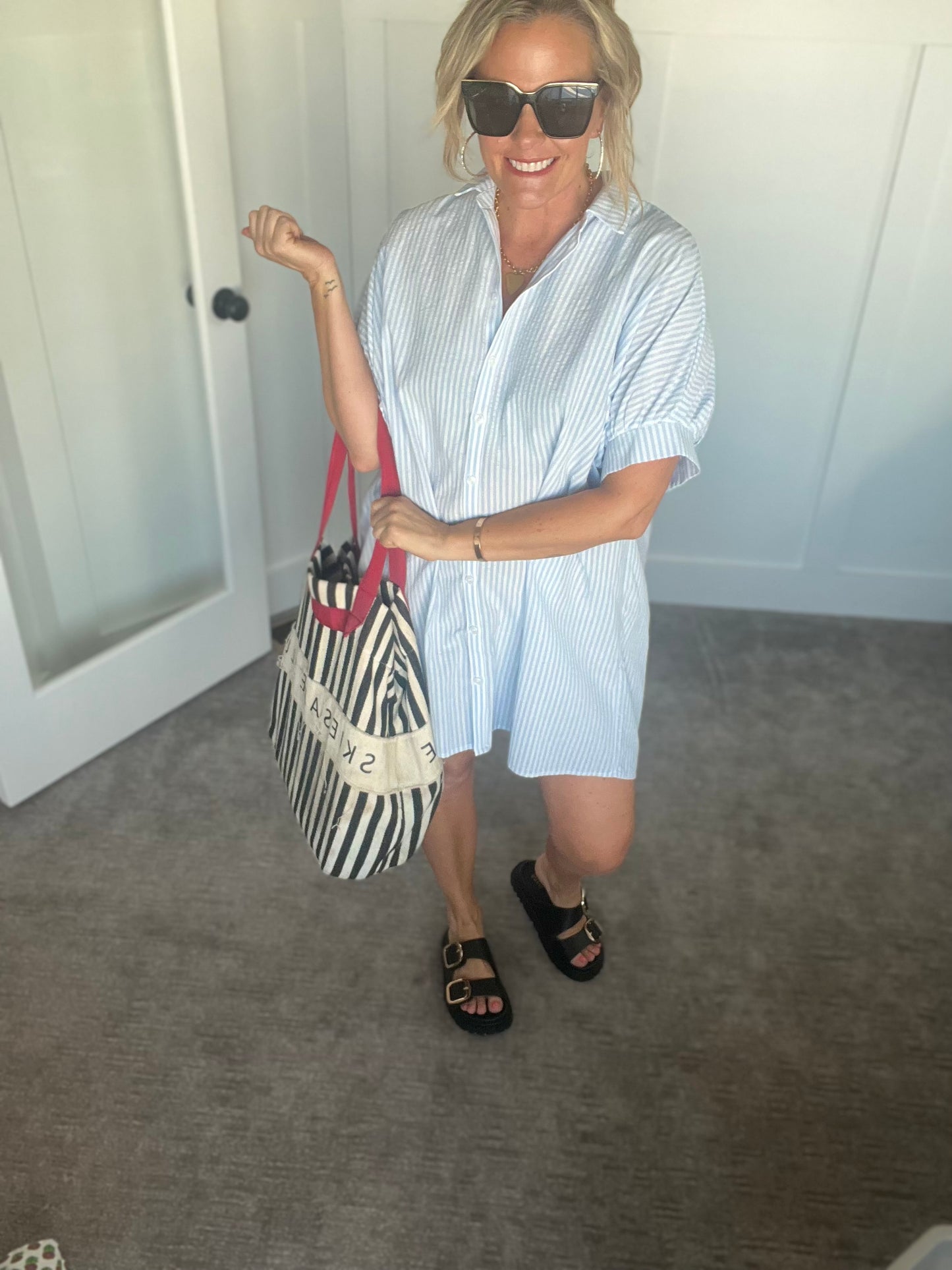 Stina Striped Shirt Dress