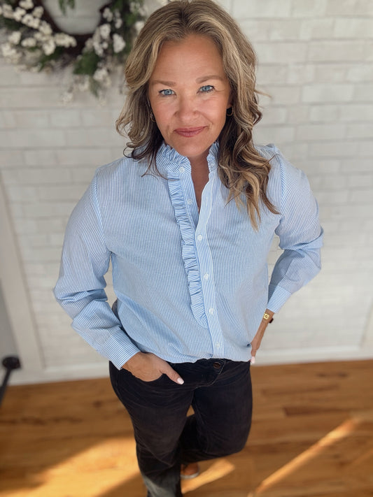 Faye Frill Top - Blue