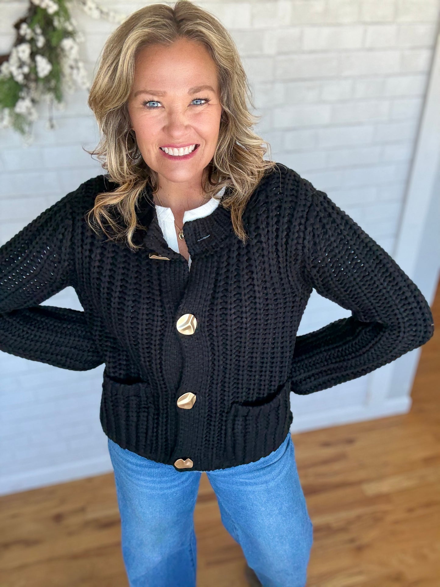 Claire Chunky Cardi -Black