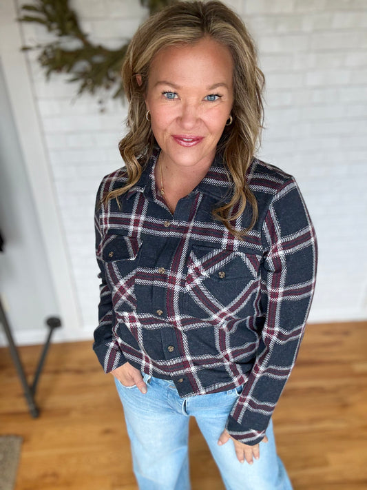 Cassian Shirt- Black Red Plaid